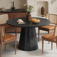 Tafel 'Tommy' 130 cm Rond Mango hout Zwart