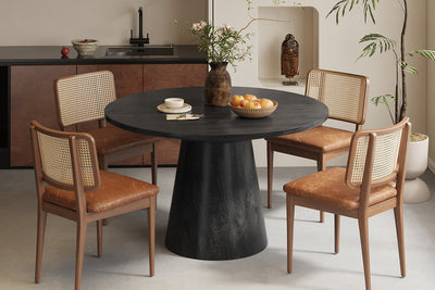 Eettafel Tommy Mangohout Zwart - 130 cm Rond