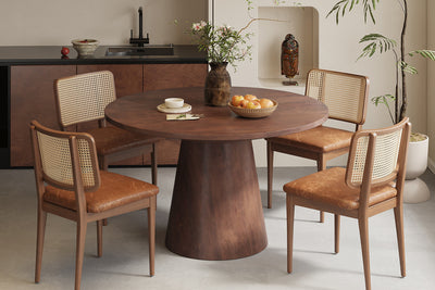 Eettafel Tommy Bruin - 130 cm Rond Mangohout