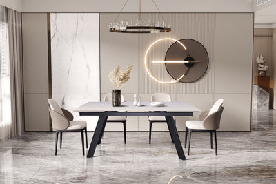 Uitschuiftafel Hera Wit - 160-240 cm Rechthoekig Steen