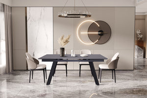 Uitschuiftafel Hera Zwart - 160-240 cm Rechthoekig Steen