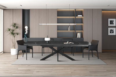 Uitschuiftafel Ares Zwart - 160-240 cm Deens Ovaal
