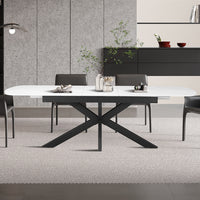 Uitschuifbare tafel 'Hestia' 180-220 cm Deens Ovaal Steen Wit