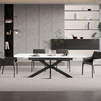 Uitschuifbare tafel 'Hestia' 180-220 cm Deens Ovaal Steen Wit