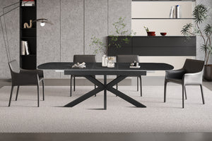 Uitschuiftafel Hestia Zwart - 180-220 cm Deens Ovaal