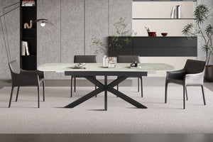 Uitschuiftafel Hestia Beige - 180-220 cm Deens Ovaal Glans