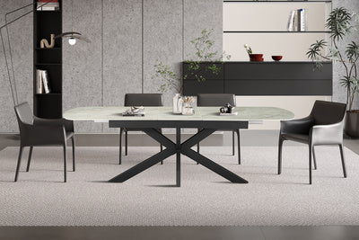 Uitschuiftafel Hestia Beige - 180-220 cm Deens Ovaal Glans