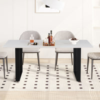 Tafel 'Poseidon' 180 cm Rechthoekig Glanzend Steen Wit