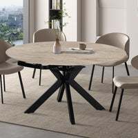 Uitschuifbare tafel 'Athéna' Rond 140-140x90 cm steen Shakspear Beige