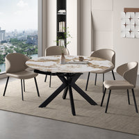 Uitschuifbare tafel 'Athéna' Rond 140-140x90 cm Glanz. steen Pandora