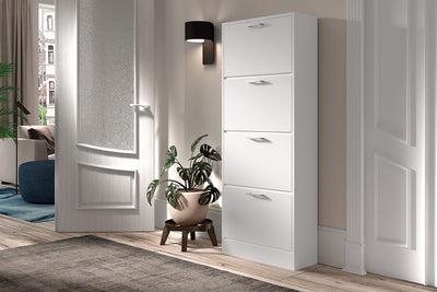 Schoenenkast Carini Wit - 63 cm 4 Kantelvakken