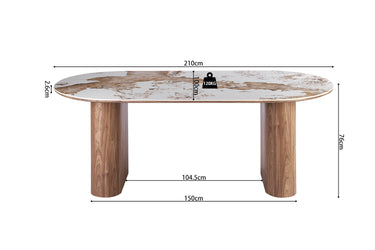 Tafel 'Evora' 210 cm Glanzend Steen Pandora
