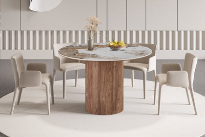 Eettafel Evora - 120 cm Rond met Houten Zuilvoet
