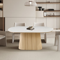 Tafel 'Vigo' 180 cm Ovaal Decor Naturel Eik Baroque Grijs