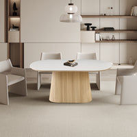 Tafel 'Vigo' 180 cm Ovaal Decor Naturel Eik Baroque Grijs