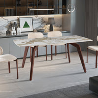 Tafel 'Alma' 180x90 cm Glanzend Steen Pandora - Voet walnoot