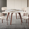 Tafel 'Alma' 120 cm Rond Glanzend Steen Pandora - Voet walnoot