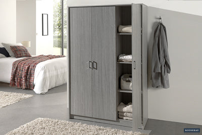 Kledingkast Ray Grijs Eiken - 117 cm 3 Deuren