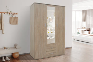 Kledingkast Marc Sonoma - 120 cm 3 Deuren met Spiegel