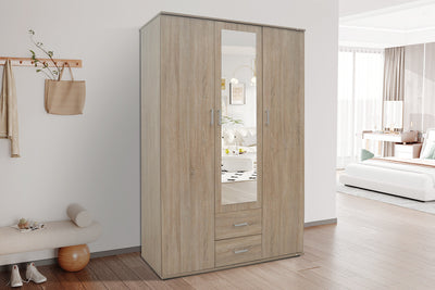 Kledingkast Marc Sonoma - 120 cm 3 Deuren met Spiegel