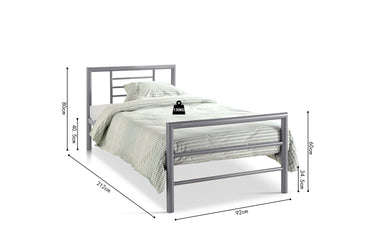 Bed 'Sandro' 90x200 met lattenbodem Grijs