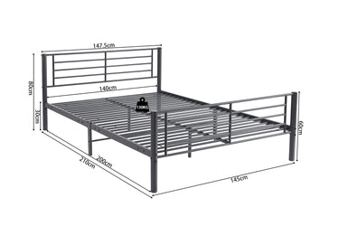 Bed 'Sammy' 140x200 Metaal Donkergrijs