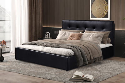 Opbergbed Porto Zwart - 160x200 cm Kunstleer