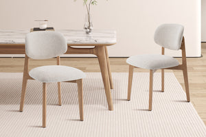 Eetkamerstoel Carmen Naturel Eik Bouclé Beige
