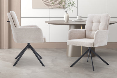 Eetkamerstoel Granada Beige Draaibaar met Armleuning