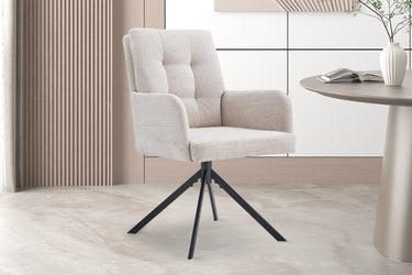 Eetkamerstoel Granada Beige Draaibaar met Armleuning