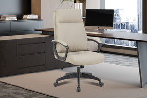 Bureaustoel Samuel Beige - PU met Hoge Rug