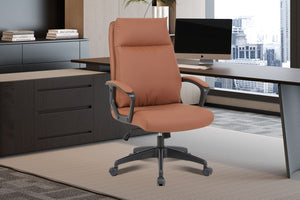 Bureaustoel Samuel Cognac - PU met Hoge Rug