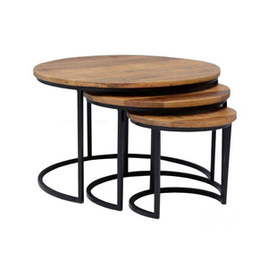 Salontafel 3-delig Rylee rond mangohout 67x67 cm