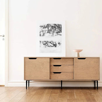 Sideboard mit 2 Schiebetüren und 3 Schubladen – Kieselgrau, 150 cm