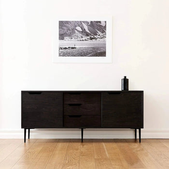 Sideboard mit 2 Schiebetüren und 3 Schubladen – schwarz, 200 cm