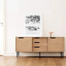 Dressoir met 2 schuifdeuren en 3 lades - Pebble Grey 200cm - grijs - Mooier Thuis
