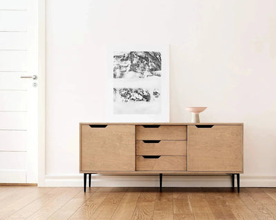 Dressoir met 2 schuifdeuren en 3 lades - Pebble Grey 200cm