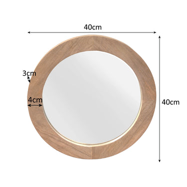 Ronde spiegel Dide naturel mangohout 40 cm