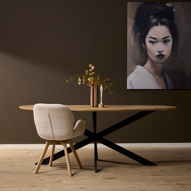 Eiken eettafel Cloud | Naturel/zwart | 280 cm
