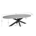 Afmetingen Ovale eettafel Dakota naturel - 210 cm