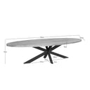 Afmetingen Ovale eettafel Dakota naturel - 300 cm