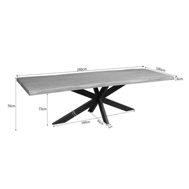 Afmetingen Boomstam eettafel Dakota naturel - 240 cm