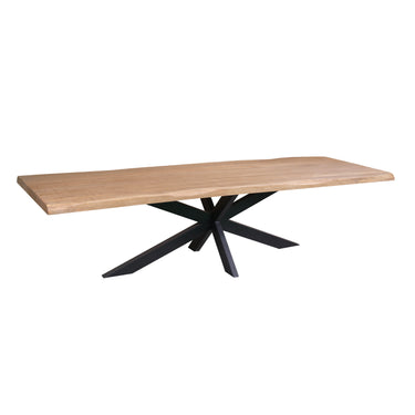 Boomstam eettafel Dakota naturel - 300 cm - schuin vooraanzicht