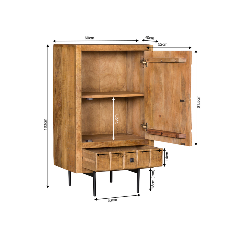 Kabinetkast Brandy naturel – 60 x 40 x 103 cm
