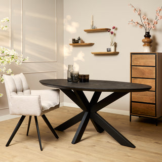 Ovale eettafel Brandy | Zwart | 180 cm - Mooier Thuis