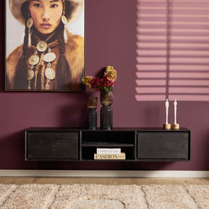 Zwevend TV-meubel Ambiance zwart | 160 cm