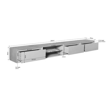 Zwevend tv-meubel Ambiance | Bruin | 240 cm