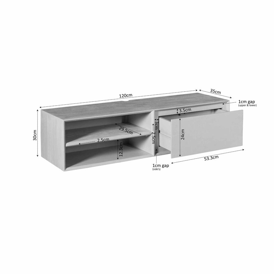 Zwevend tv-meubel Ambiance taupe – 120 x 35 x 30 cm