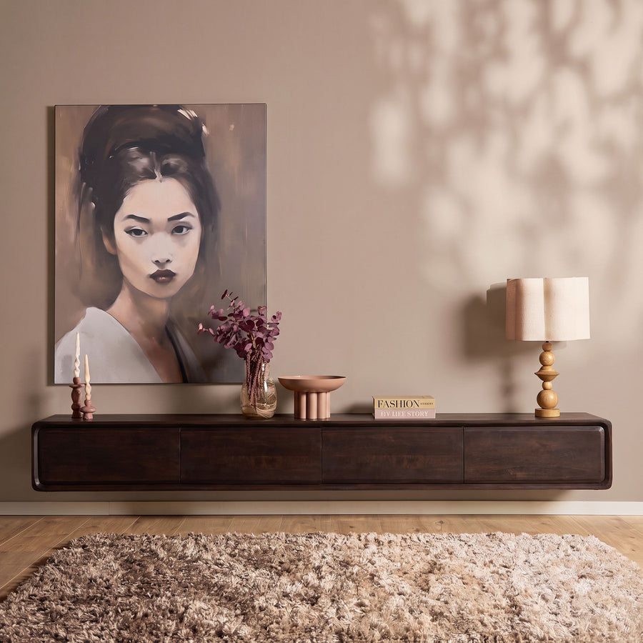 Zwevend tv-meubel Allure bruin – Zwevend aan de muur