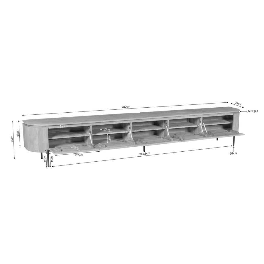 TV unit Excellent Natural – 280 x 35 x 30 cm